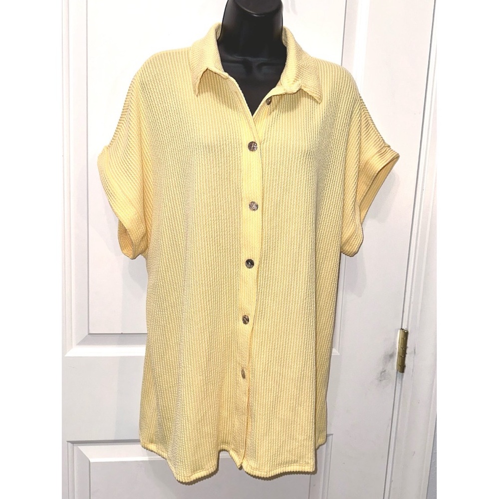 Blumin Yellow Collared Ribbed Top - image 2